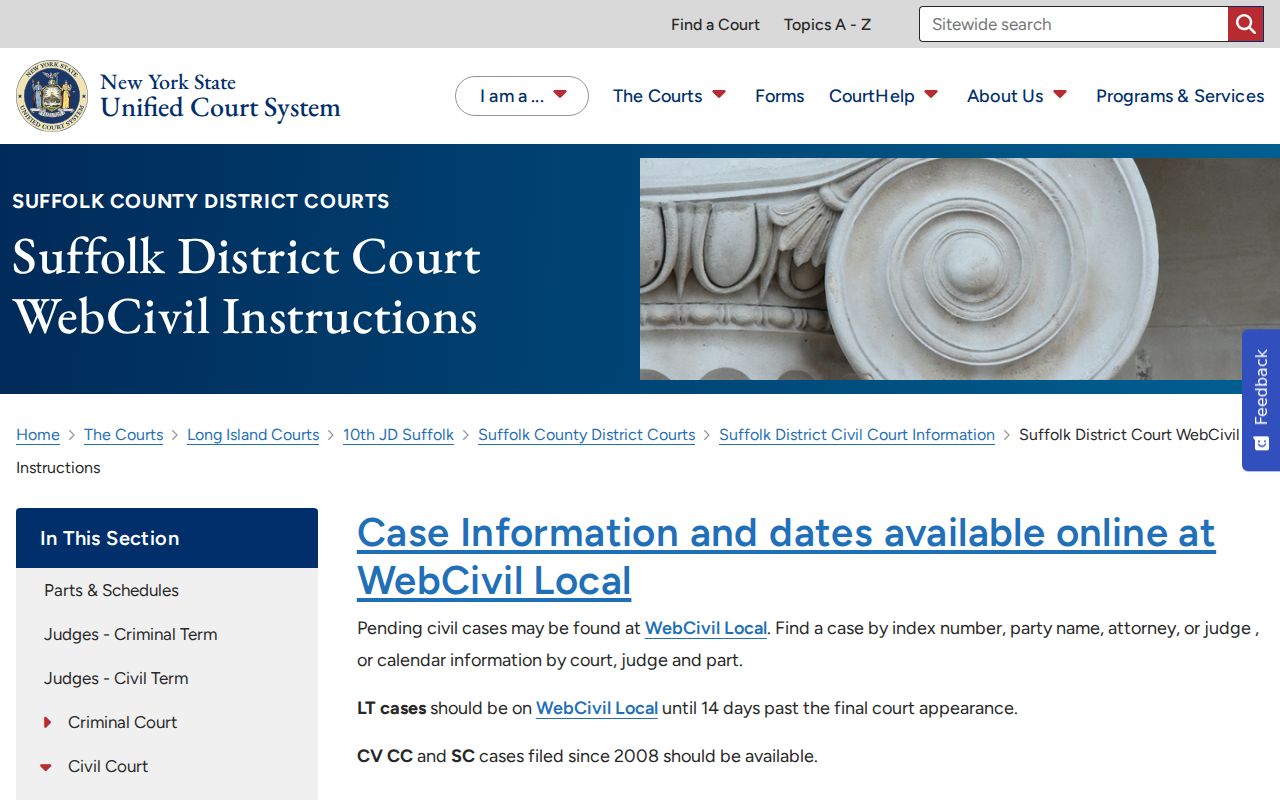 Town of Islip residents directory Suffolk court search instructions